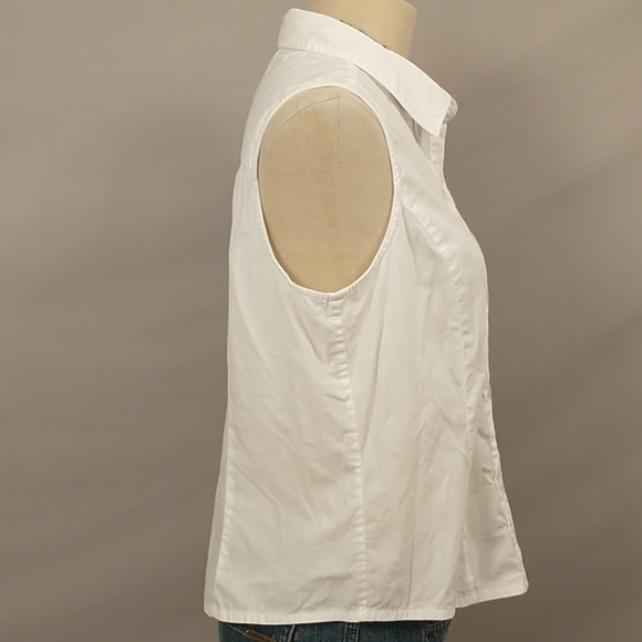 Talbot's White Cotton Sleeveless Blouse Classic Lg - Picture 2 of 7